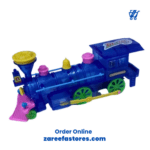 Blue toy train toy with string